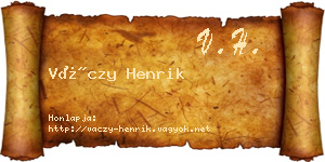 Váczy Henrik névjegykártya